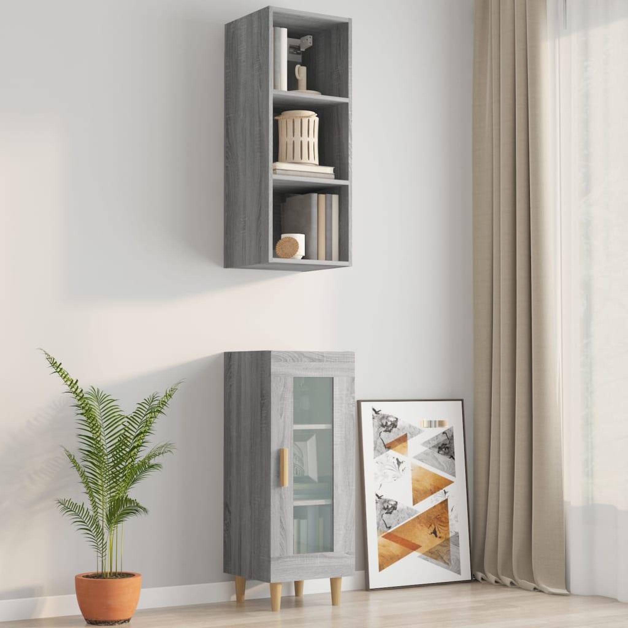 Voir la diapositive 5 : VIDAXL Armoire murale sonoma gris 34,5x32,5x90 cm bois d'ingenierie