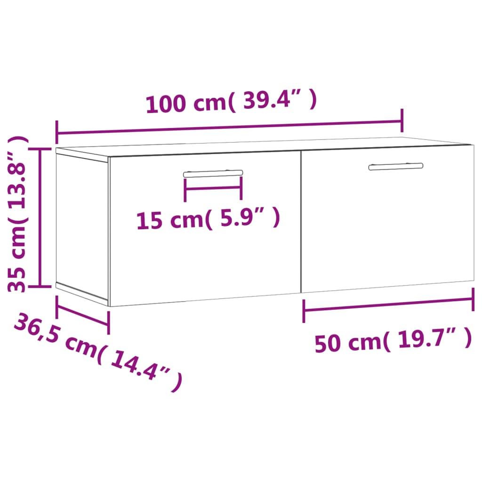 Voir la diapositive 6 : VIDAXL Armoire murale sonoma gris 100x36,5x35 cm bois d'ingenierie