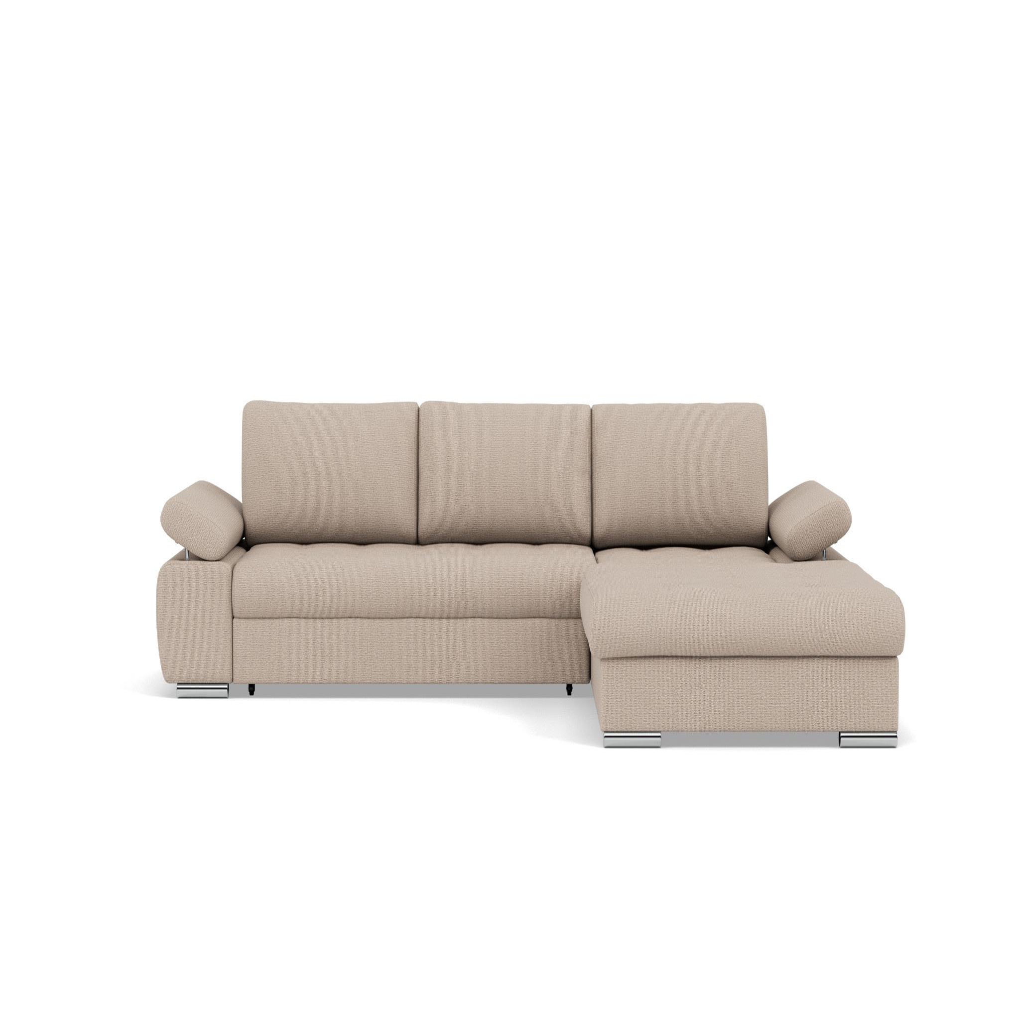 BEST MOBILIER Bianca - canapé d'angle droit 4 places convertible avec coffre en tissu texturé. Coloris disponibles : Bleu