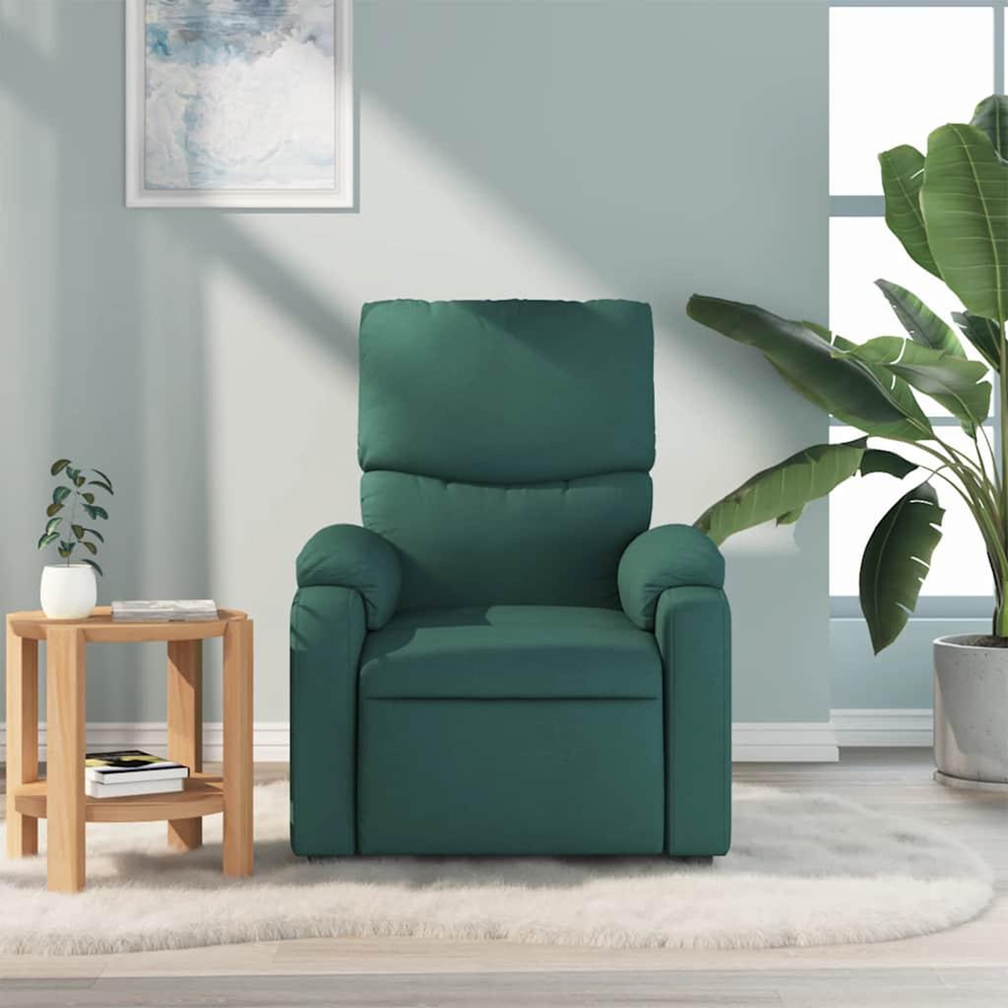 Voir la diapositive 3 : VIDAXL Fauteuil de massage inclinable Vert fonce Tissu