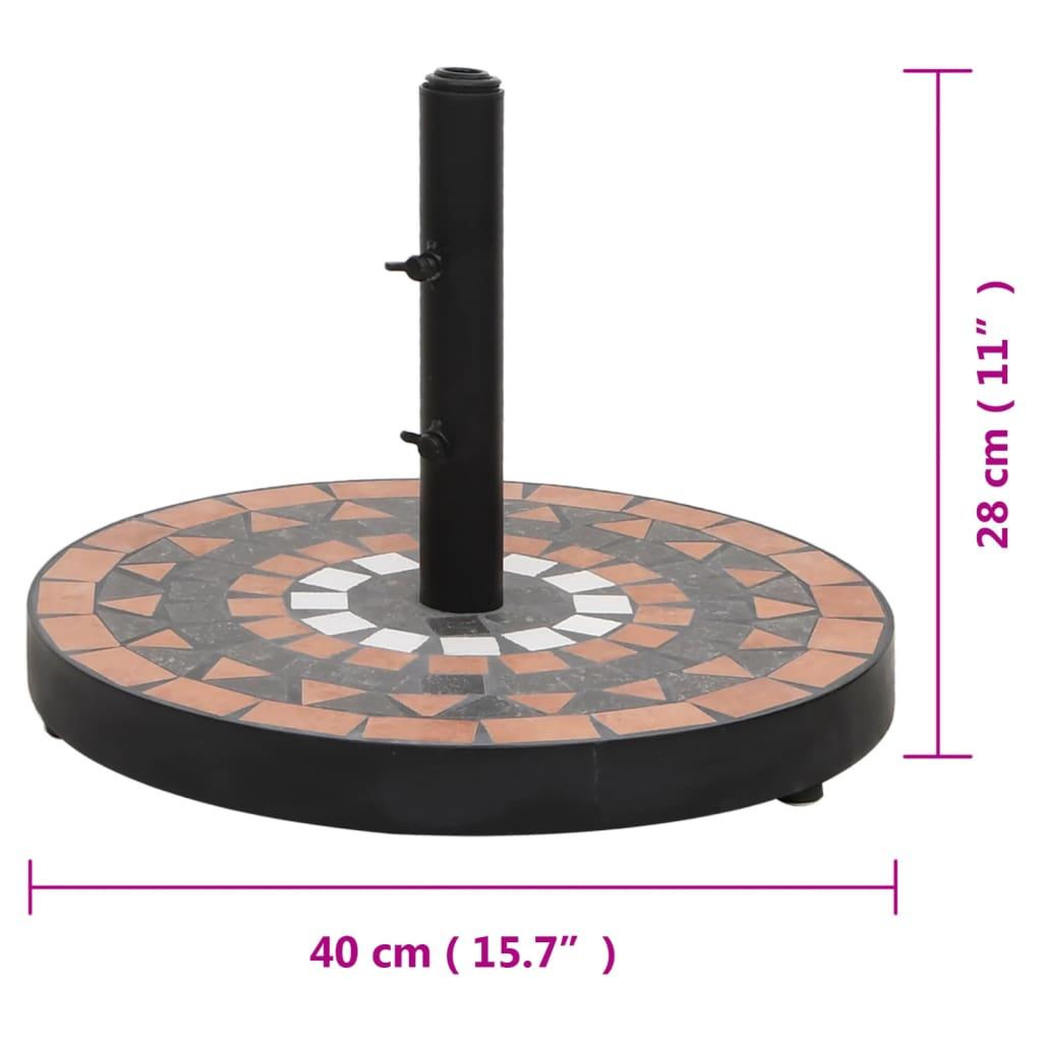 Voir la diapositive 6 : VIDAXL Base de parasol terre cuite et blanc rond 12 kg