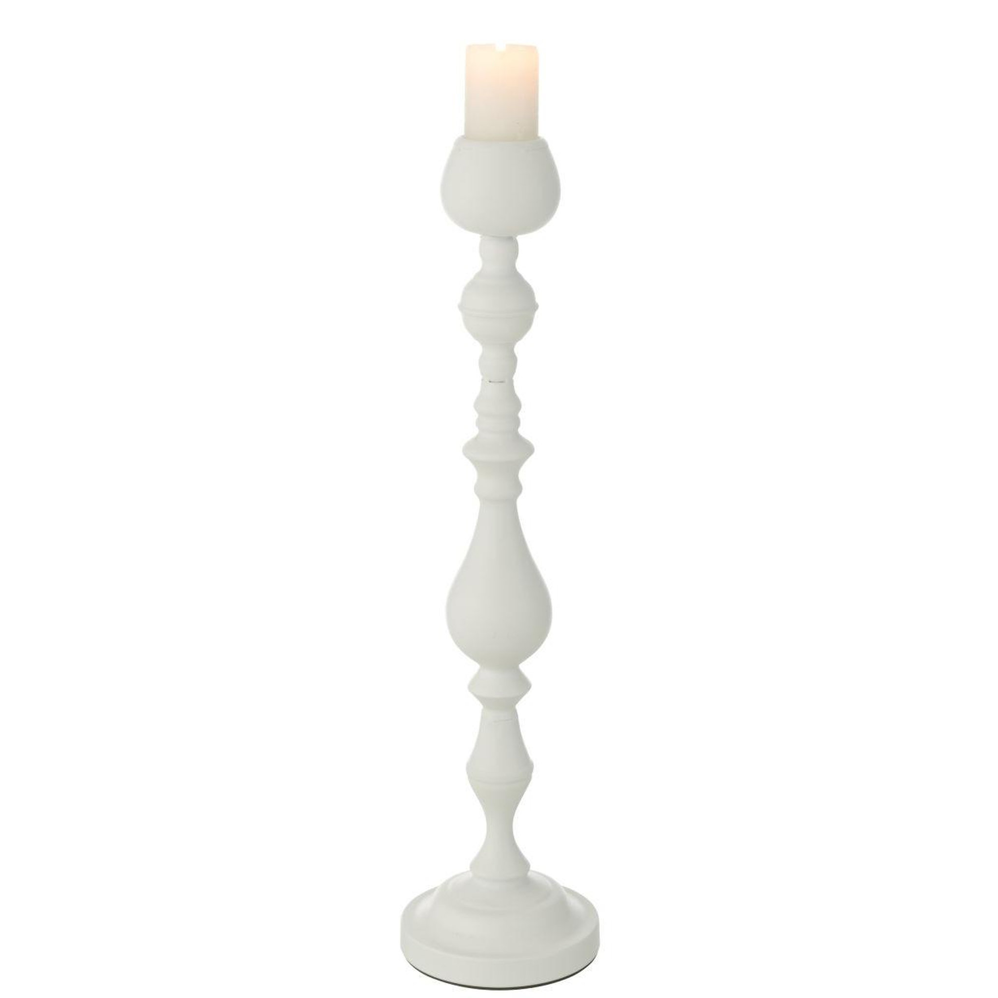 Voir la diapositive 2 : J-LINE Bougeoir en métal  monarchy  57cm blanc