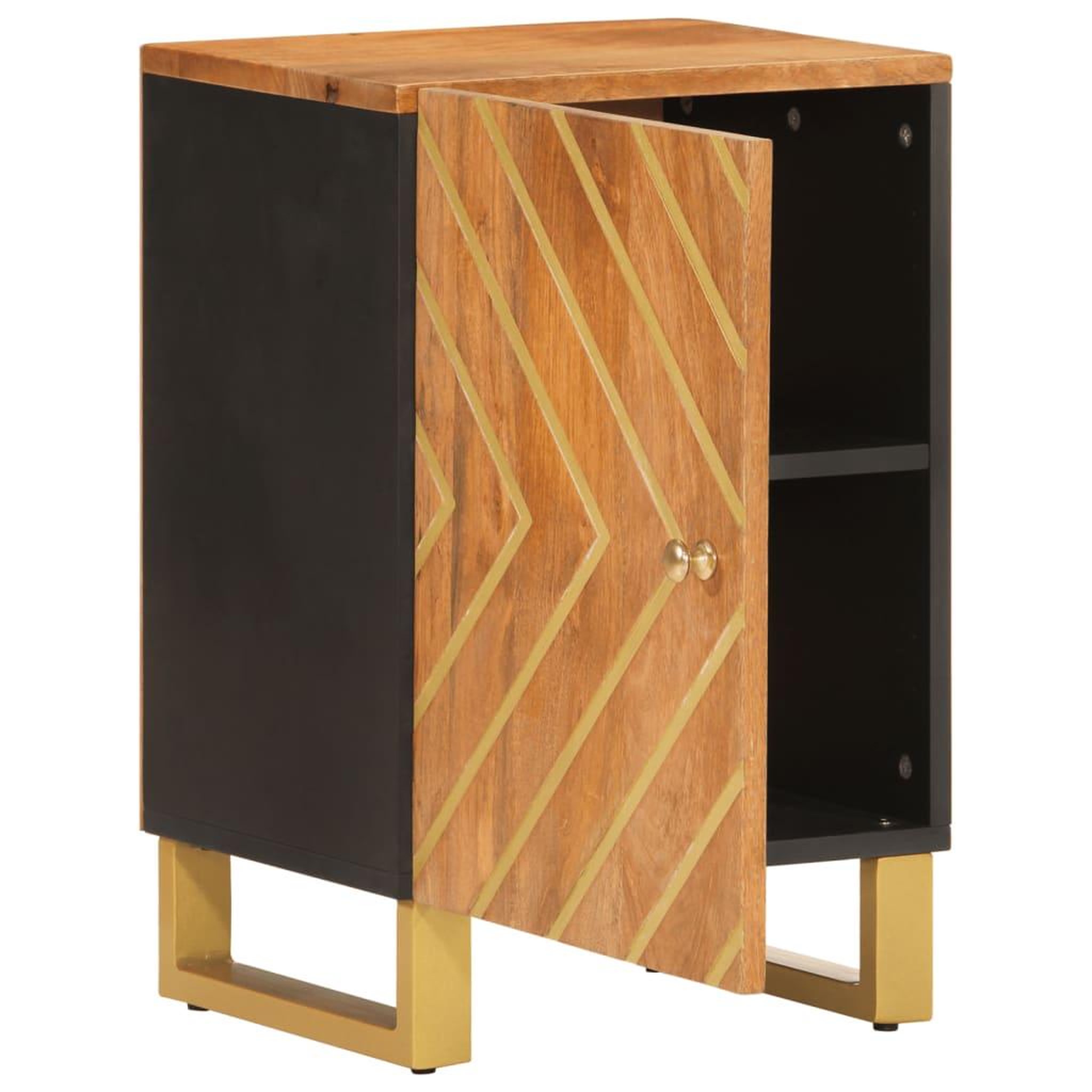 Voir la diapositive 3 : VIDAXL Armoire bain marron et noir 38x33,5x58 cm bois massif manguier