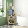 Voir la diapositive 2 : HOMCOM Porte-serviettes pliable style cosy bambou verni 3 barres 3 étagères H.153cm