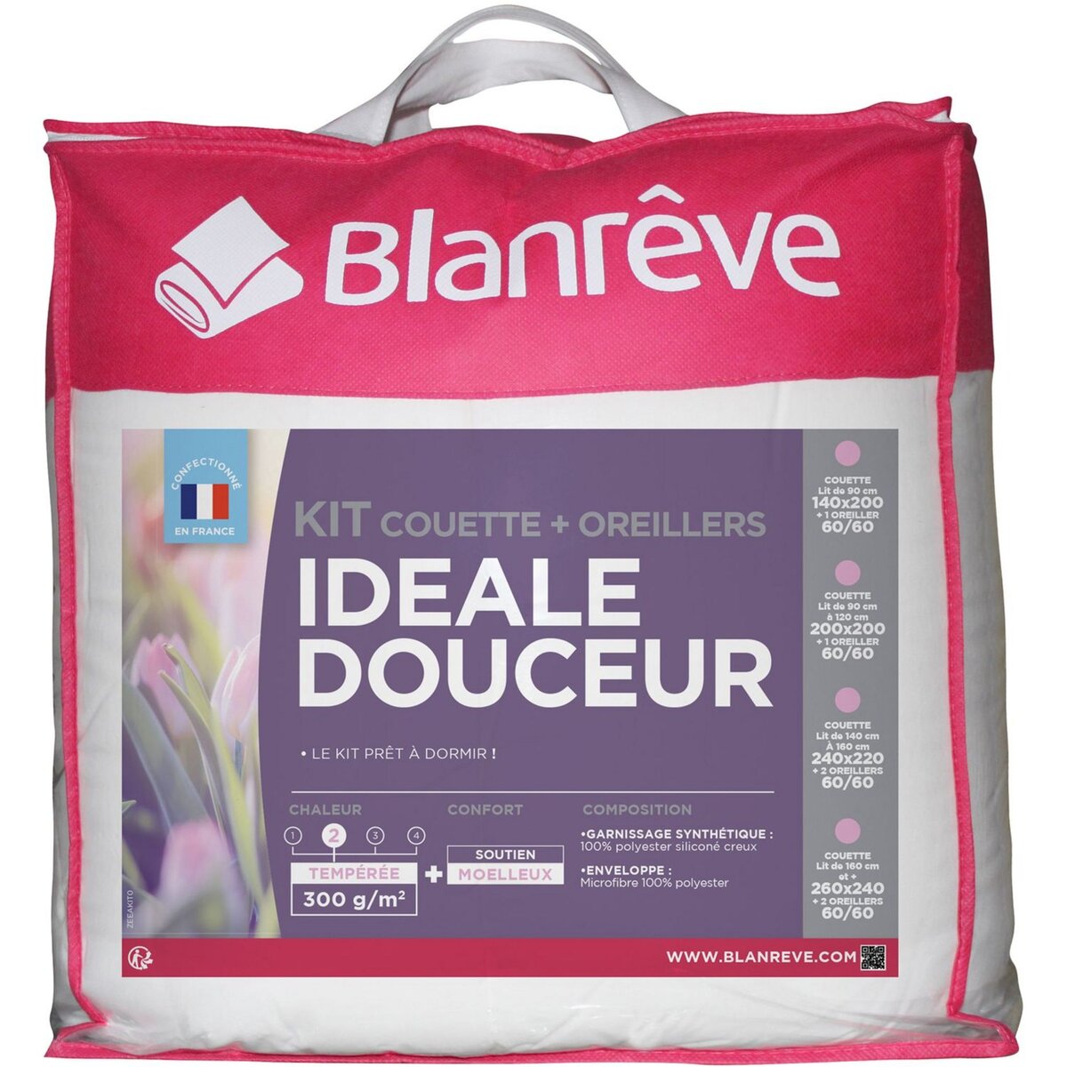 BLANREVE Pack couette tempérée + oreiller moelleux en microfibre IDEALE DOUCEUR