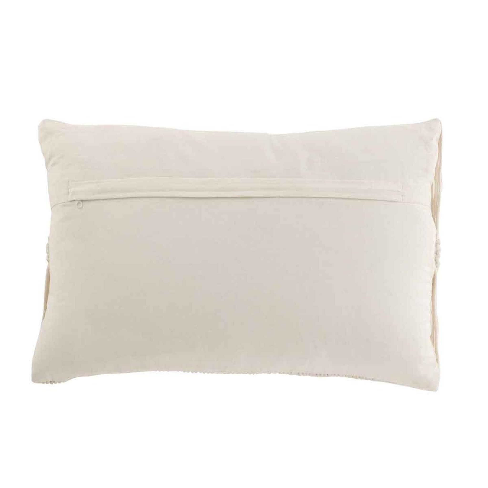 Voir la diapositive 2 : J-LINE Coussin déco  linea macramé  40x60cm blanc
