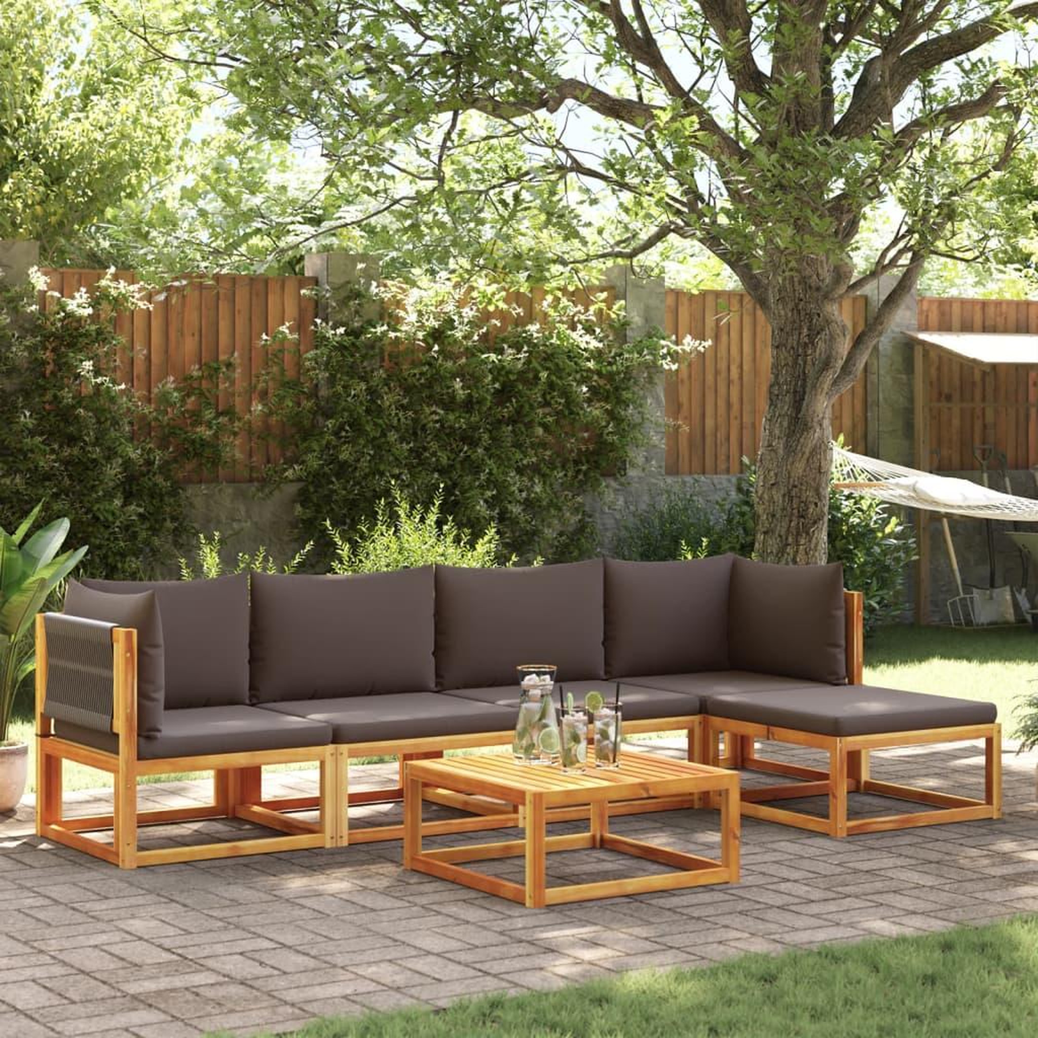 VIDAXL Salon de jardin avec coussins 6 pcs bois d'acacia solide