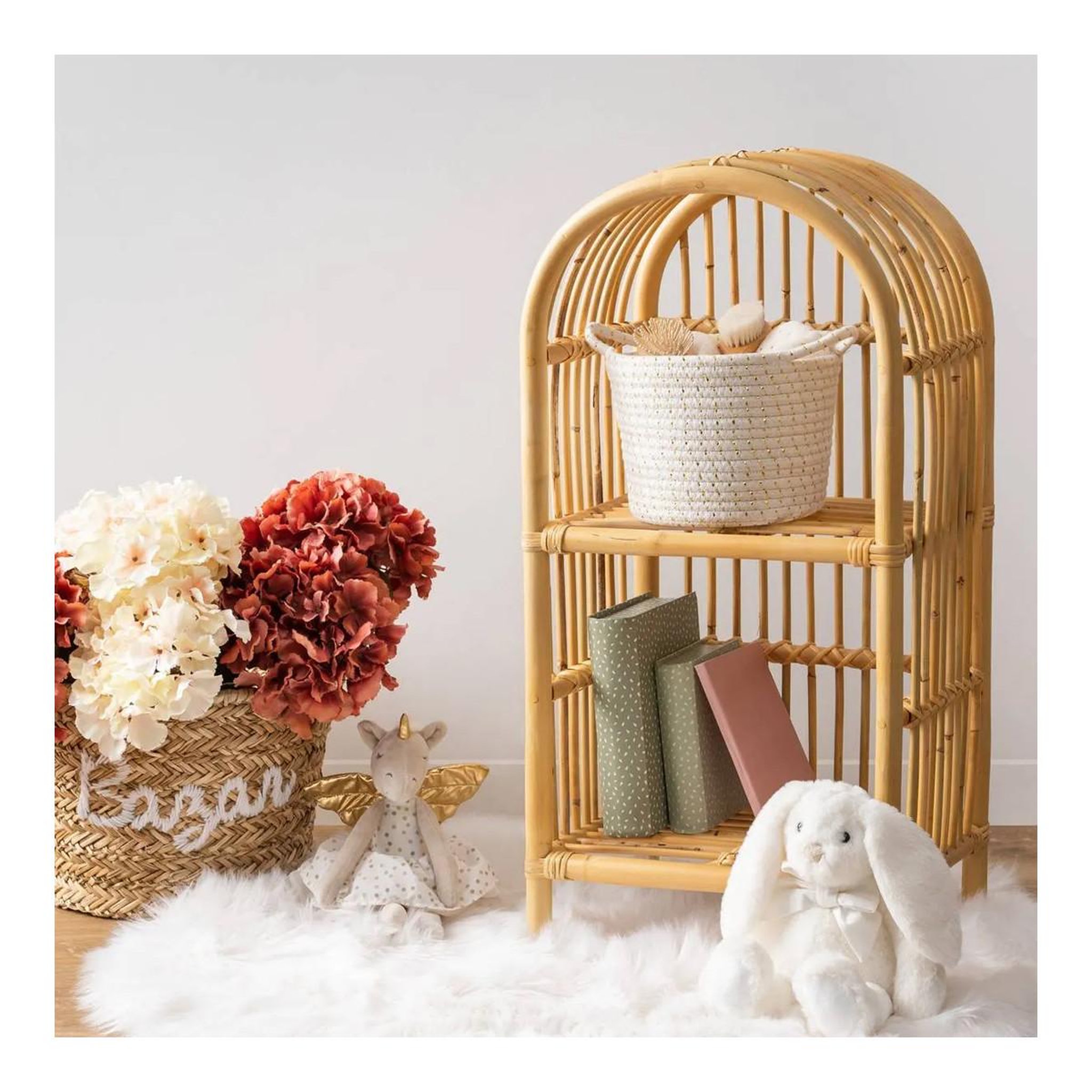 Voir la diapositive 3 : Atmosphera Kids Bibliothèque enfant en rotin  baly  76cm beige