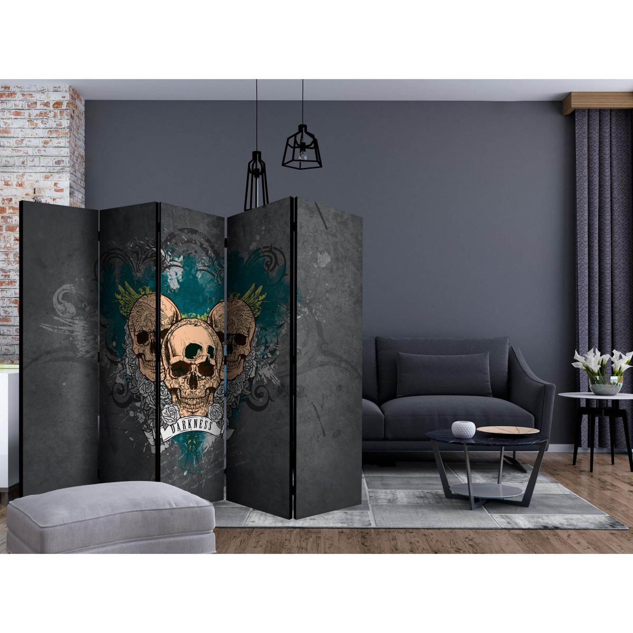 Voir la diapositive 2 : Paris Prix Paravent 5 volets  darkness ii  172x225cm