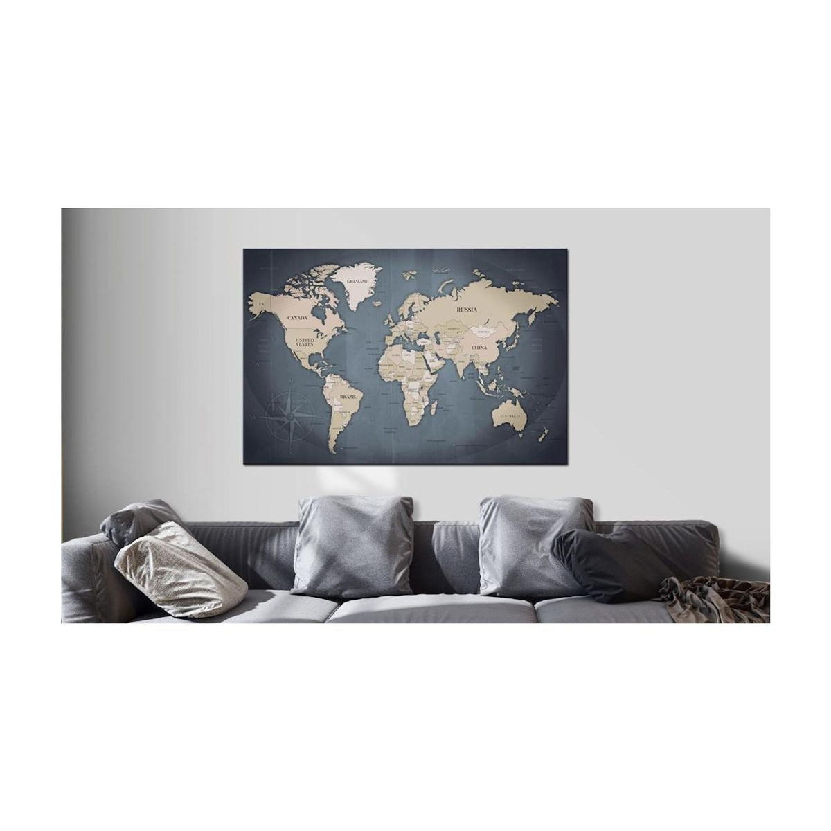 Paris Prix Tableau Imprimé  World Map : Shades of Grey