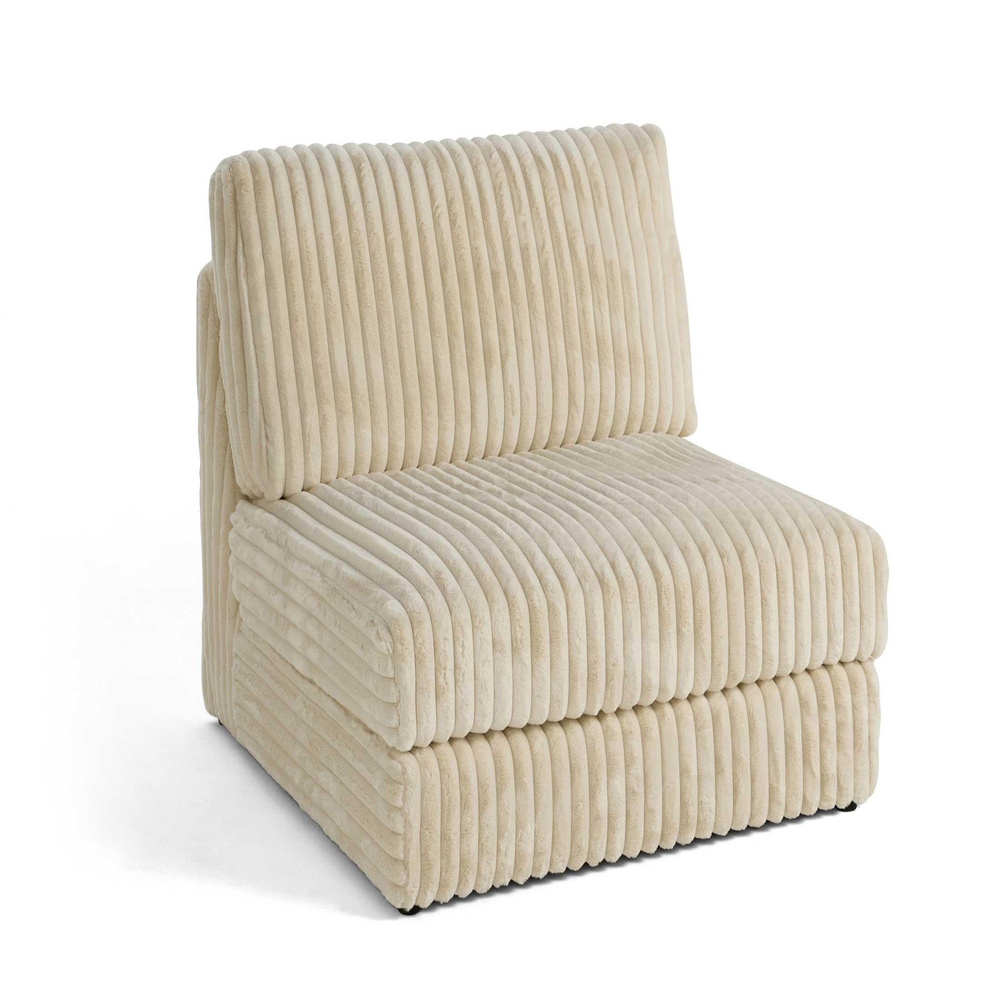 LISA DESIGN Jasper - module d'assise - en fausse fourrure côtelée. Coloris disponibles : Bleu, Vert, Marron