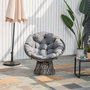 Voir la diapositive 2 : OUTSUNNY Fauteuil rond de jardin fauteuil papasan pivotant grand confort Ø 97 x 86H cm grand coussin fourni polyester résine tressée gris