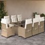 Voir la diapositive 1 : VIDAXL Ensemble a manger de jardin et coussins 9 pcs beige Poly rotin