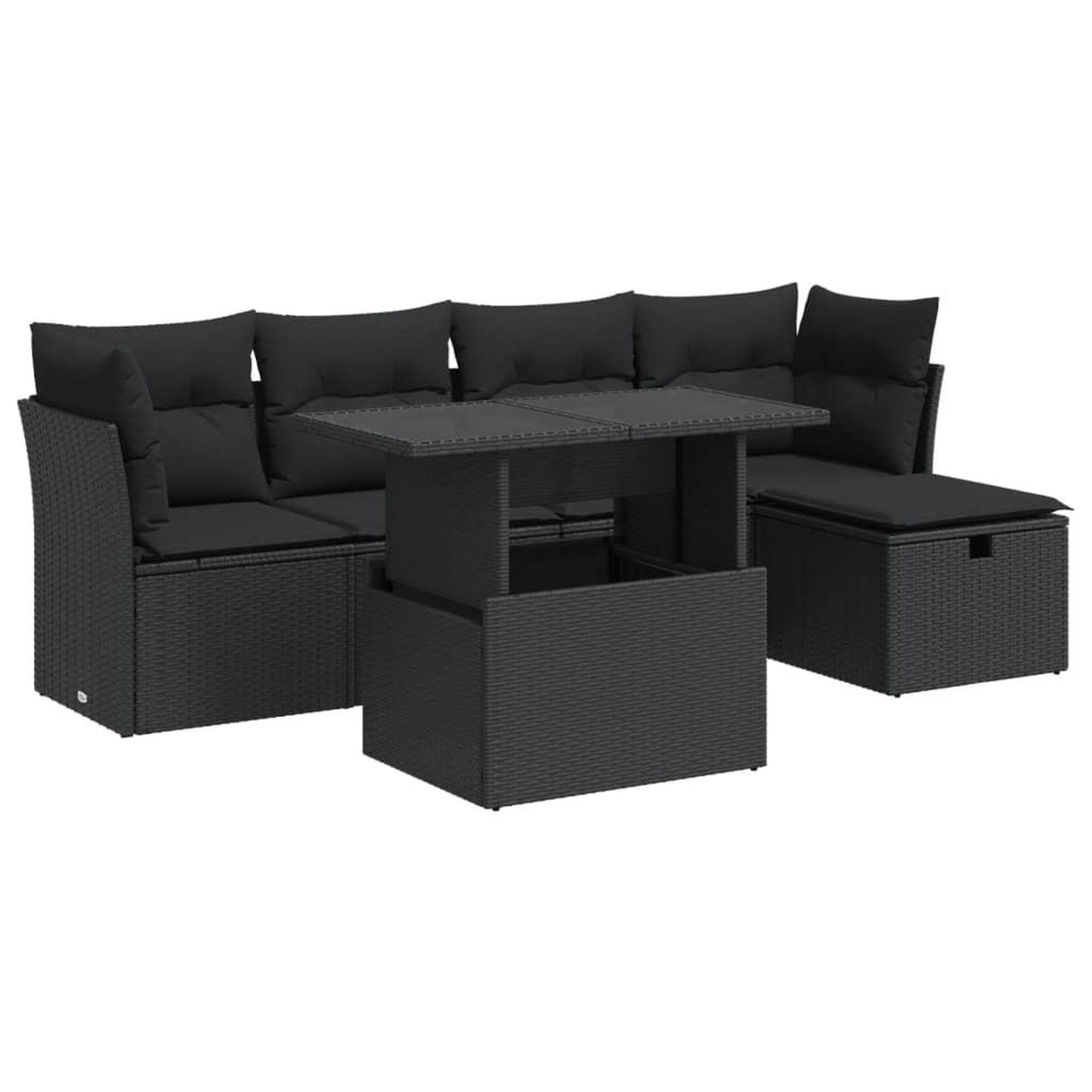 Voir la diapositive 2 : VIDAXL Salon de jardin 6 pcs avec coussins noir resine tressee