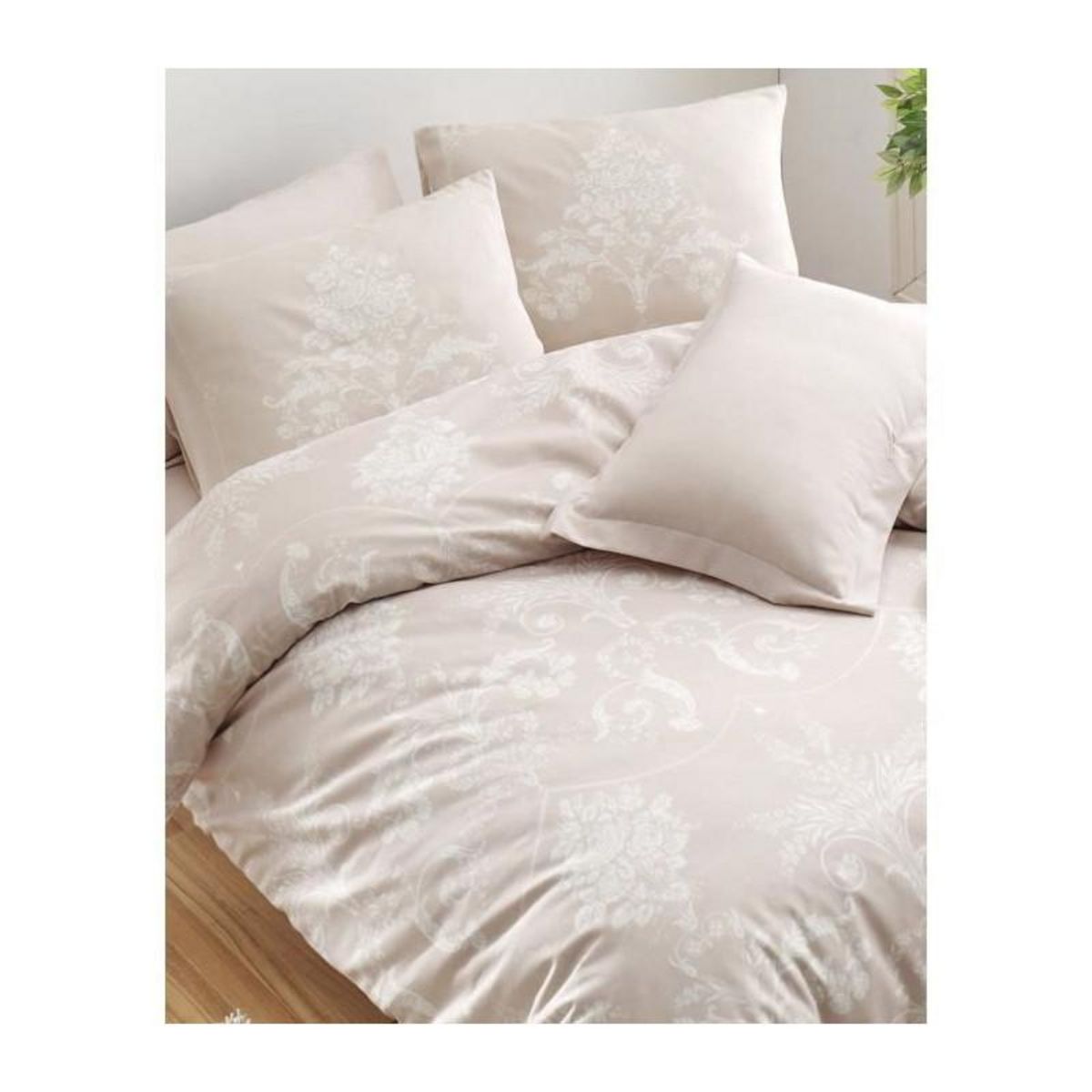 GENERIQUE Parure de lit - 1 housse de couette 220 x 240 cm + 2 taies d'oreiller 60 x 60 cm - 65% coton, 35% polyester - Vison