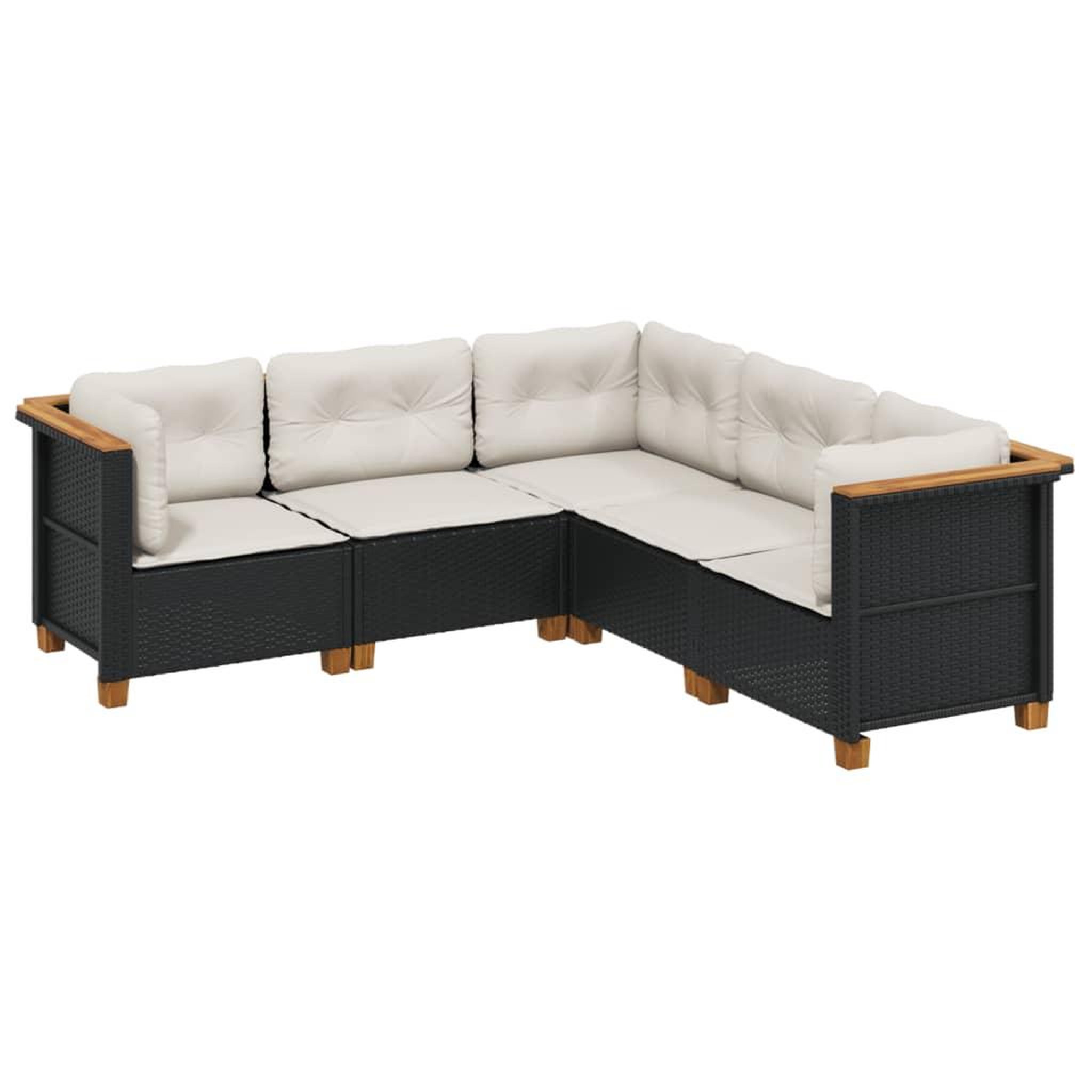 Voir la diapositive 2 : VIDAXL Salon de jardin 5 pcs avec coussins noir resine tressee