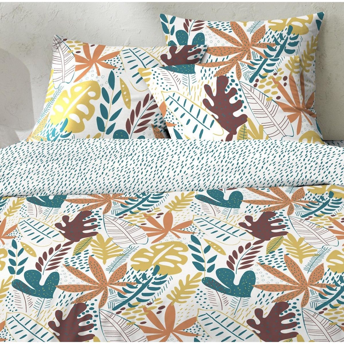 Home collection Parure housse de couetteavectaie oreiller coton 51 fils immersion