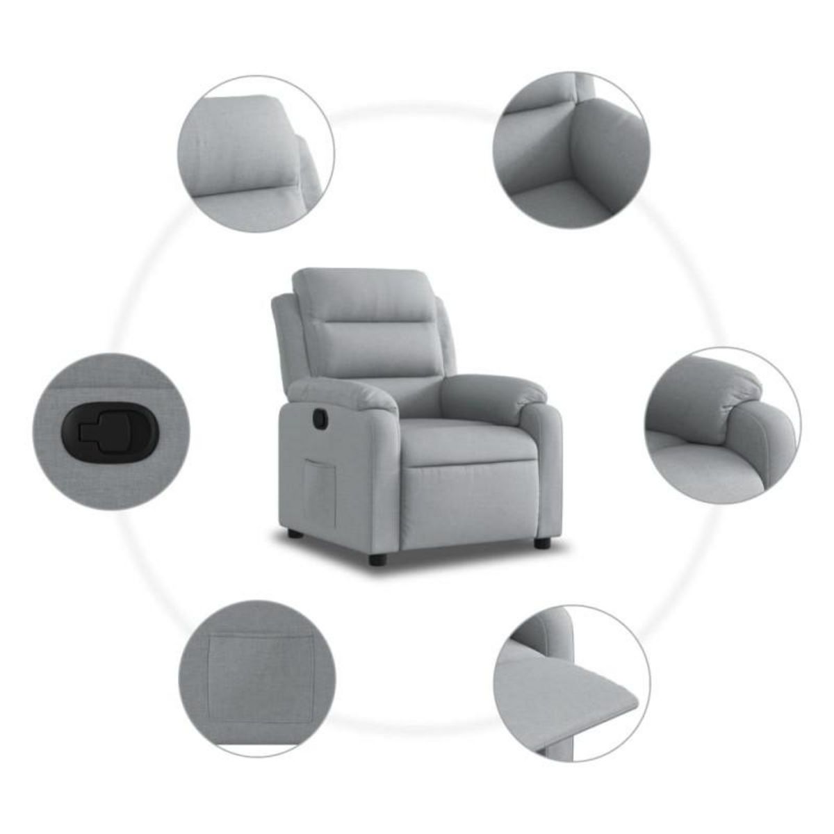 VIDAXL Fauteuil inclinable Gris clair Tissu