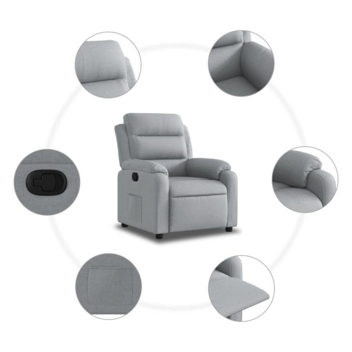 VIDAXL Fauteuil inclinable Gris clair Tissu
