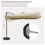 Voir la diapositive 5 : OUTSUNNY Parasol déporté carré inclinable manivelle avec piètement croix alu beige