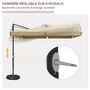 Voir la diapositive 5 : OUTSUNNY Parasol déporté carré inclinable manivelle avec piètement croix alu beige