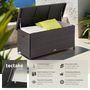 Voir la diapositive 2 : tectake Coffre de jardin pour coussins 270 l, avec tressage en rotin marron