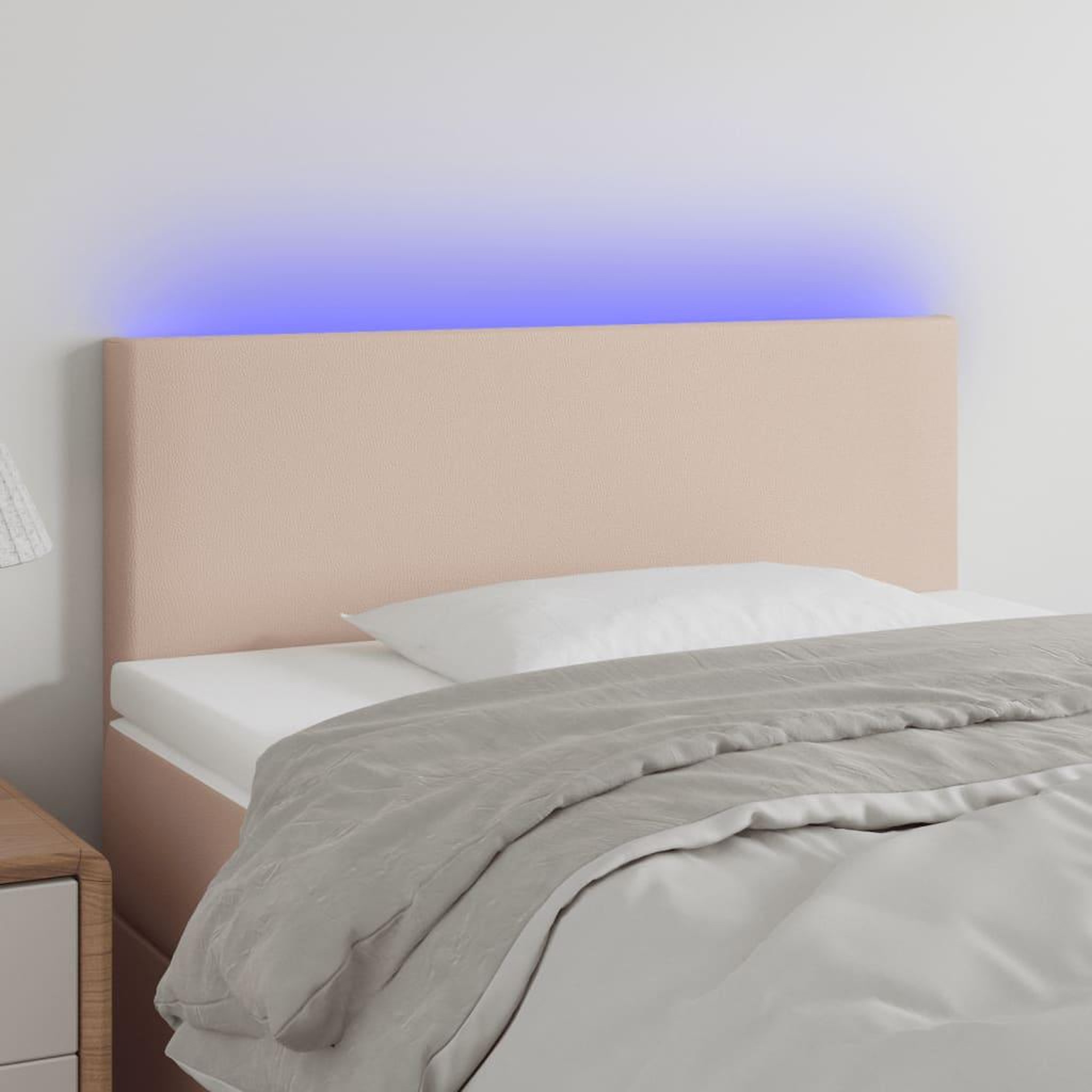 Voir la diapositive 1 : VIDAXL Tete de lit a LED Cappuccino 90x5x78/88 cm Similicuir