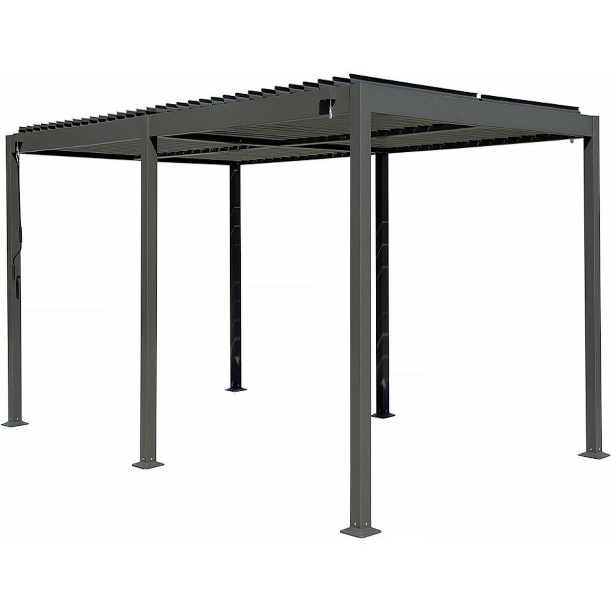 Habitat et Jardin Pergola bioclimatique autoportante en aluminium  Kensington  - 3 x 5 m - Gris