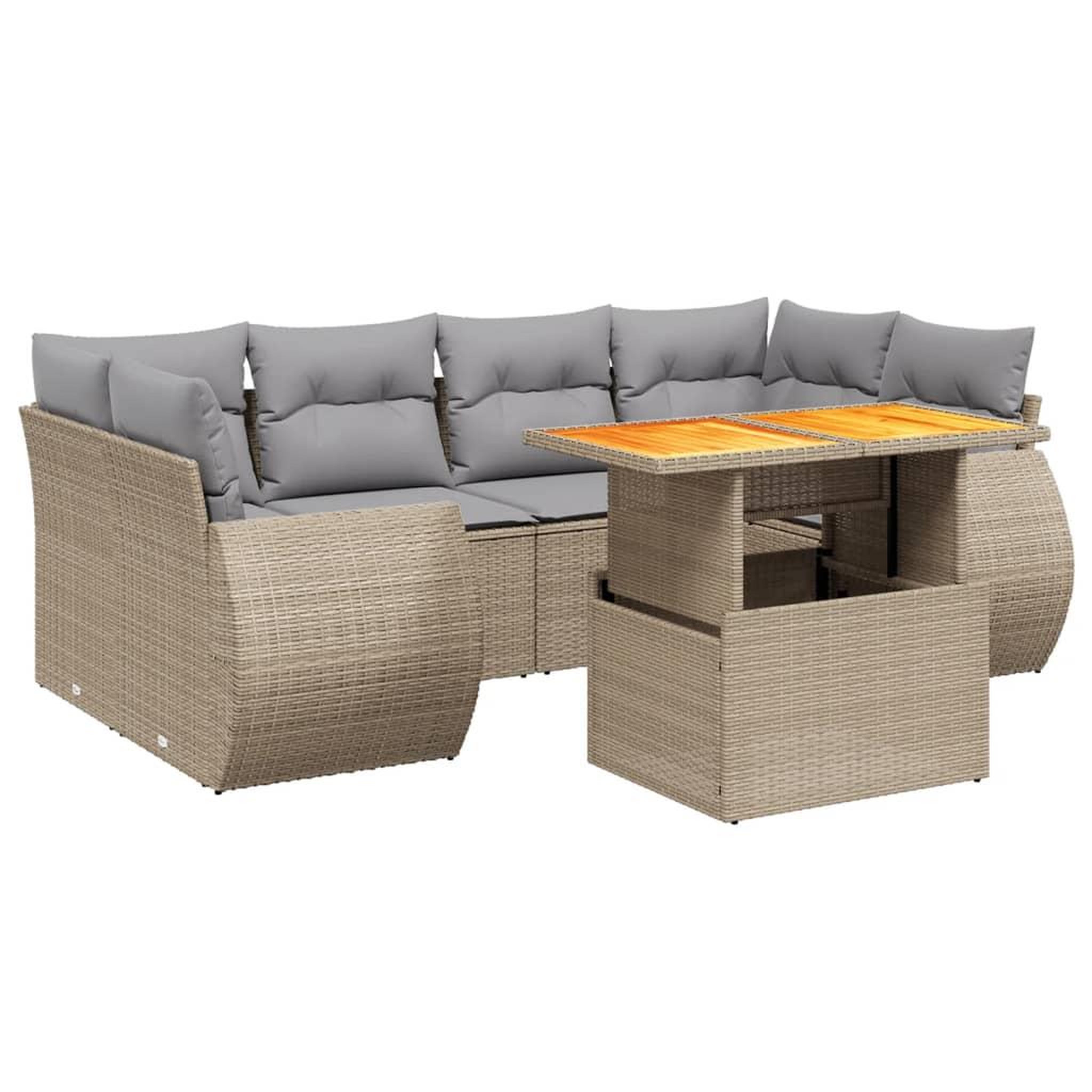 Voir la diapositive 2 : VIDAXL Salon de jardin avec coussins 7 pcs beige resine tressee