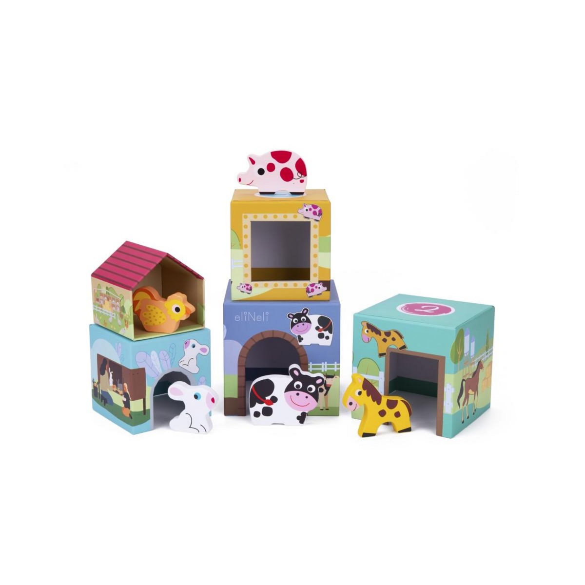 ELINELI Ferme - tour à empiler en bois