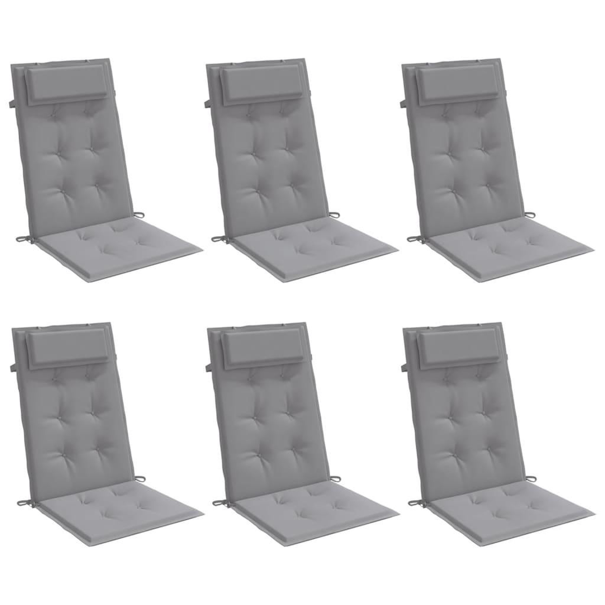 Voir la diapositive 3 : VIDAXL Coussins de chaise a dossier haut lot de 6 gris tissu oxford