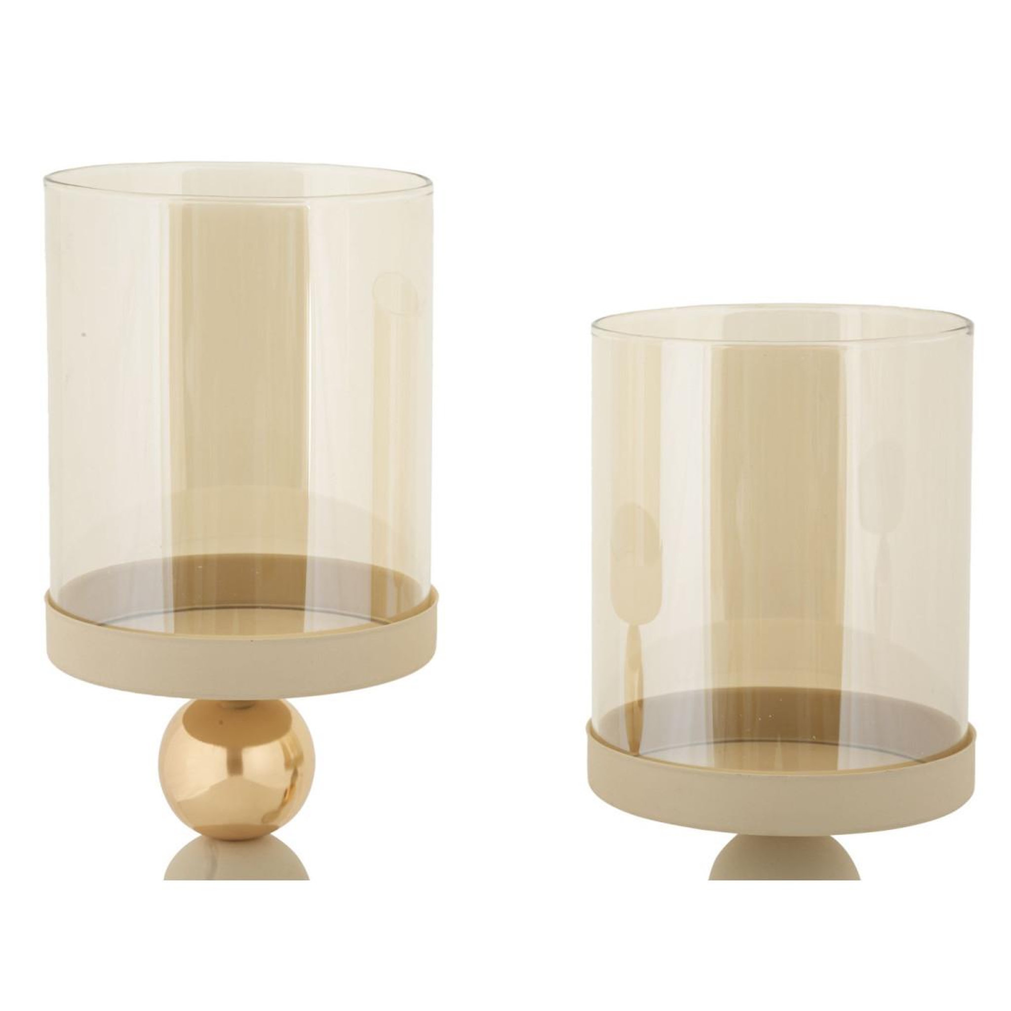 Voir la diapositive 3 : Paris Prix Lot de 2 Bougeoirs Design  Strek  36cm Crème & Or