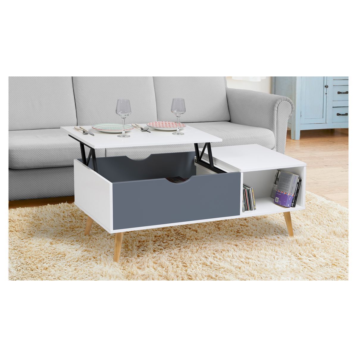 Table basse relevable grand modèle