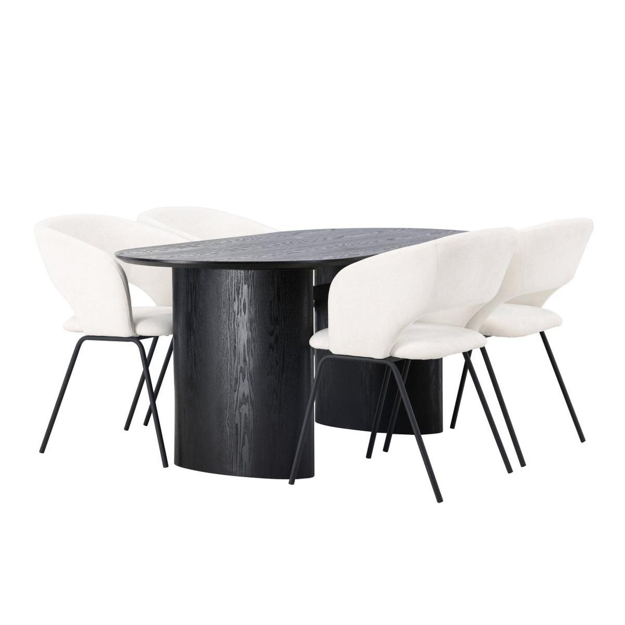 Voir la diapositive 3 : Paris Prix Ensemble table à manger & 4 chaises  isolde & day  180cm noir & blanc cassé