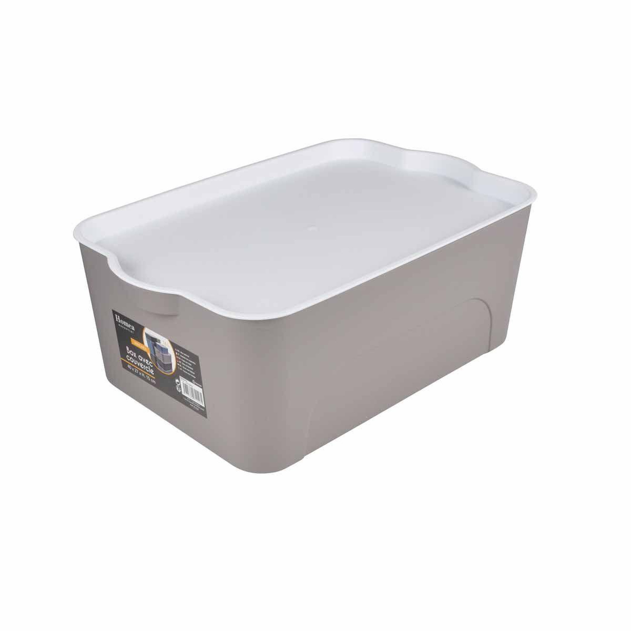 Voir la diapositive 2 : HOMEA Boîte de rangement déco  pratique  5l taupe