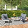 Voir la diapositive 2 : OUTSUNNY Ensemble salon de jardin modulable 4 personnes 3 pièces design métal crème coussins gris