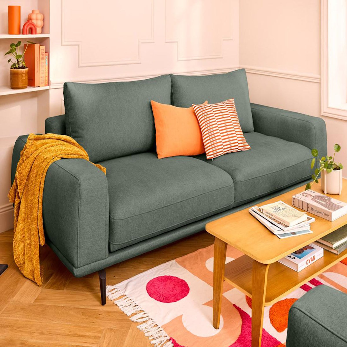 LISA DESIGN Vicence - canapé droit 3 places convertible en tissu