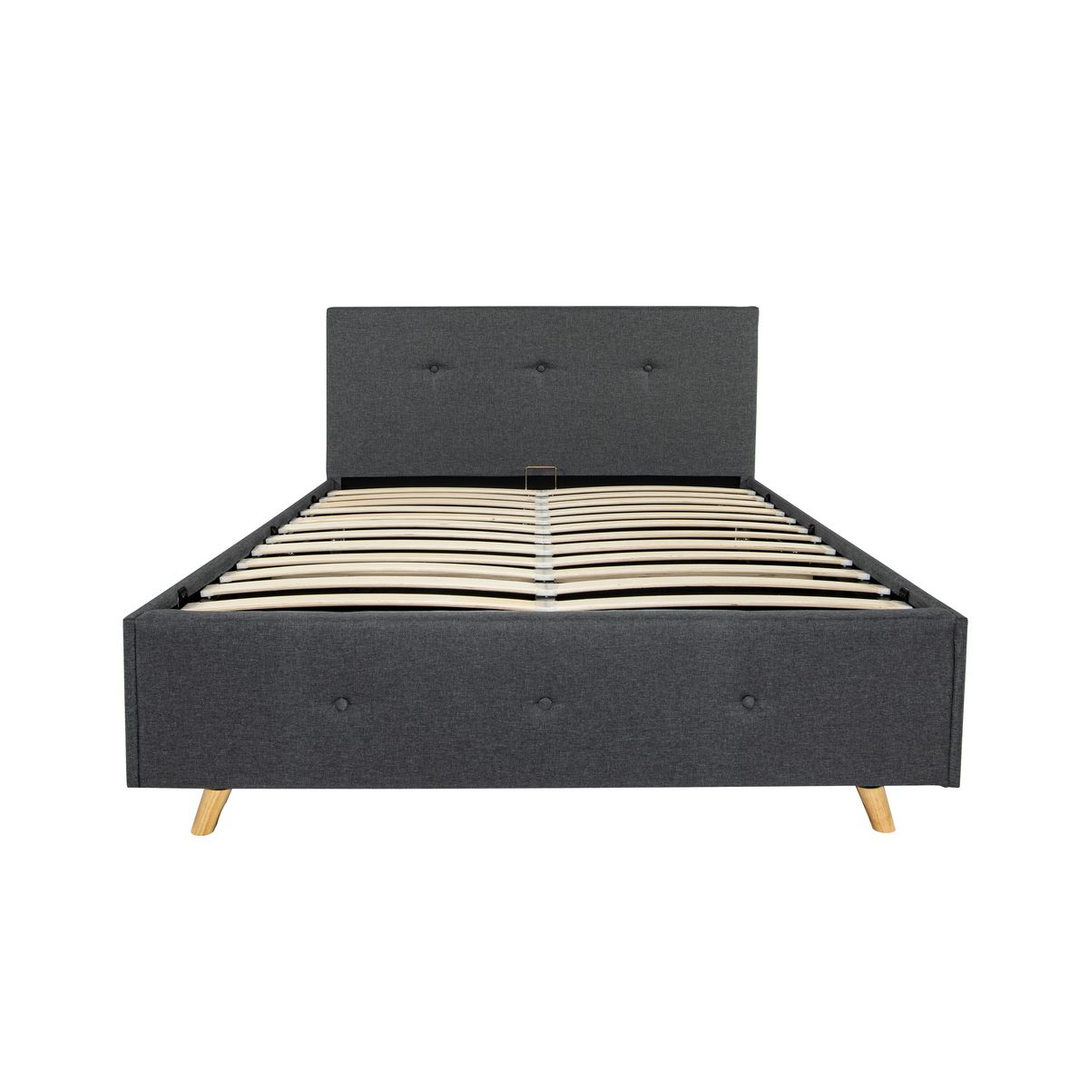 Lit coffre tissu scandinave avec sommier relevable 140x190 cm MILA