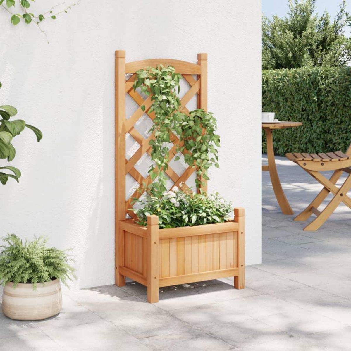 VIDAXL Jardiniere avec treillis marron bois massif de sapin