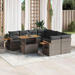 VIDAXL Salon de jardin 9 pcs avec coussins gris resine tressee