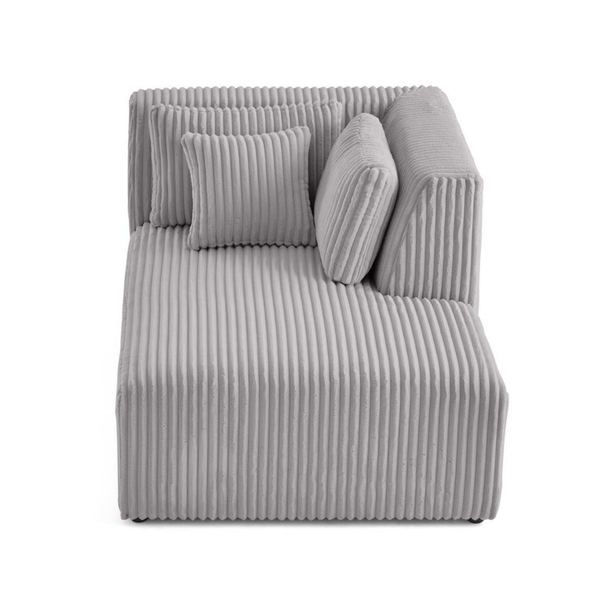 LISA DESIGN Victoire - module d'assise méridienne droit en velours côtelé grosses côtes