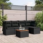 VIDAXL Salon de jardin 6 pcs avec coussins noir resine tressee