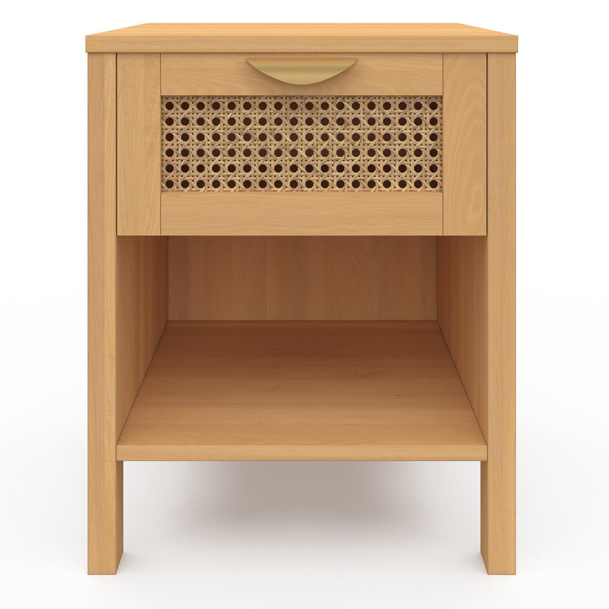 Voir la diapositive 3 : ID MARKET Lot de 2 tables de chevet EDHEN 1 tiroir avec niche cannage et bois