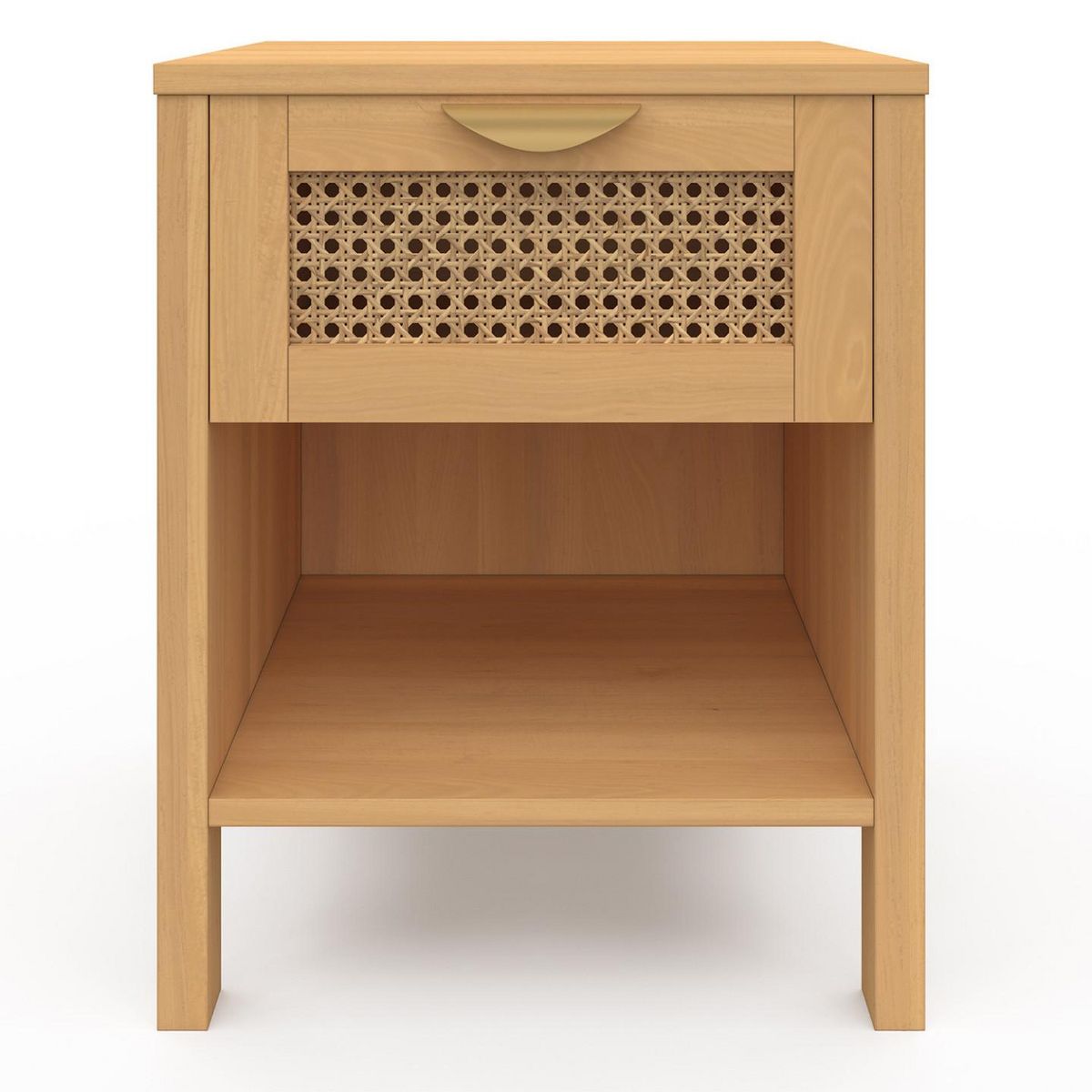 ID MARKET Lot de 2 tables de chevet EDHEN 1 tiroir avec niche cannage et bois
