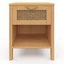Voir la diapositive 3 : ID MARKET Lot de 2 tables de chevet EDHEN 1 tiroir avec niche cannage et bois