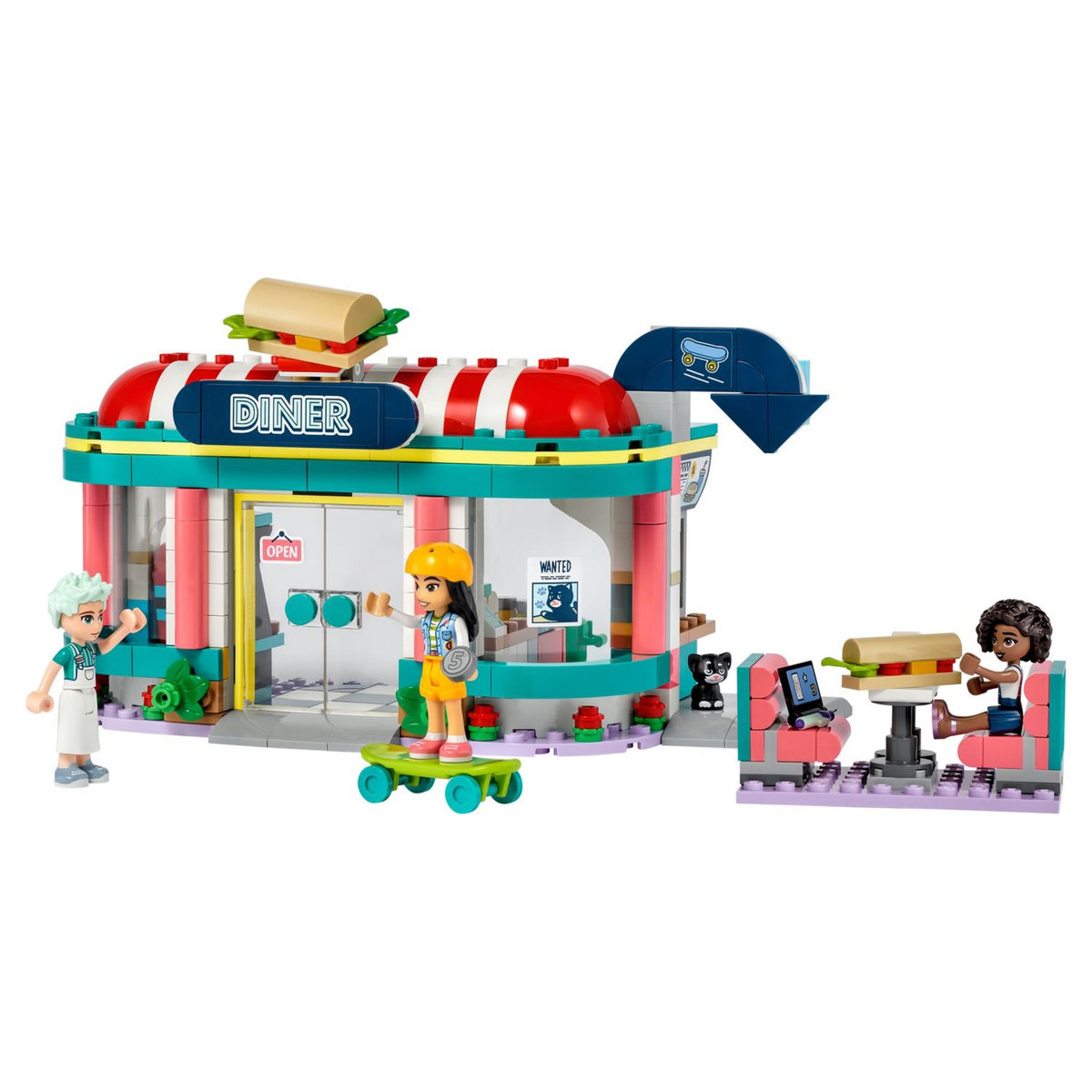 LEGO Friends 41728 Le snack du centre ville, Jouet Enfants 6 Ans, Mini-Poupées Liane, Aliya