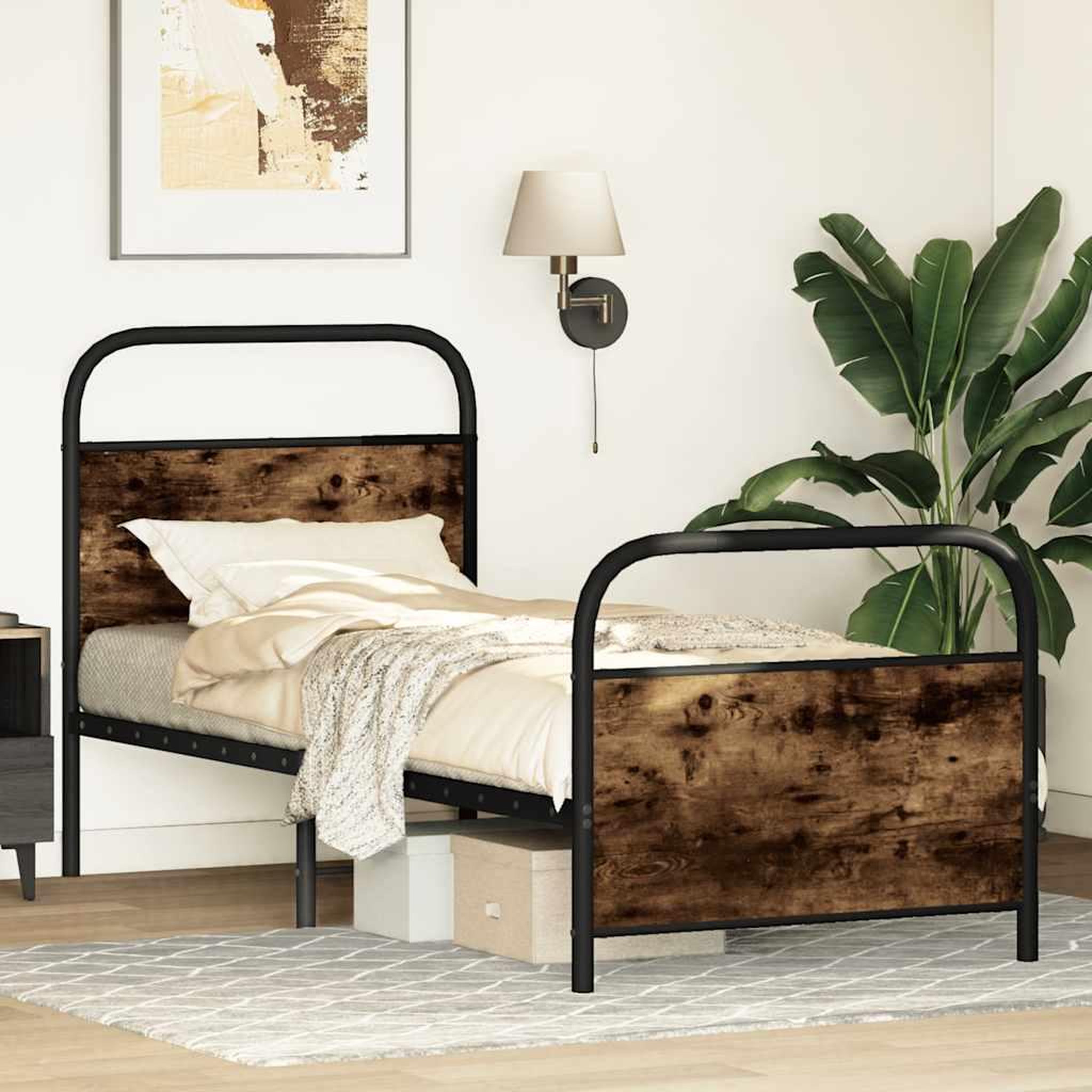 Voir la diapositive 4 : VIDAXL Cadre de lit sans matelas 80x200cm chene fume bois d'ingenierie