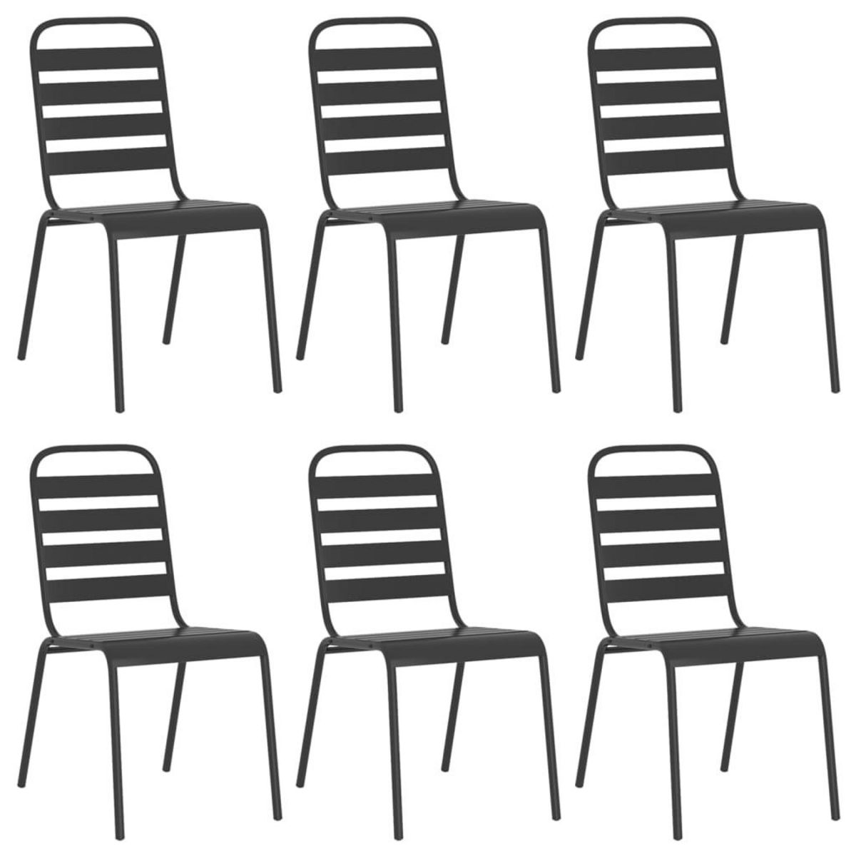 VIDAXL Ensemble a manger de jardin 7 pcs anthracite acier