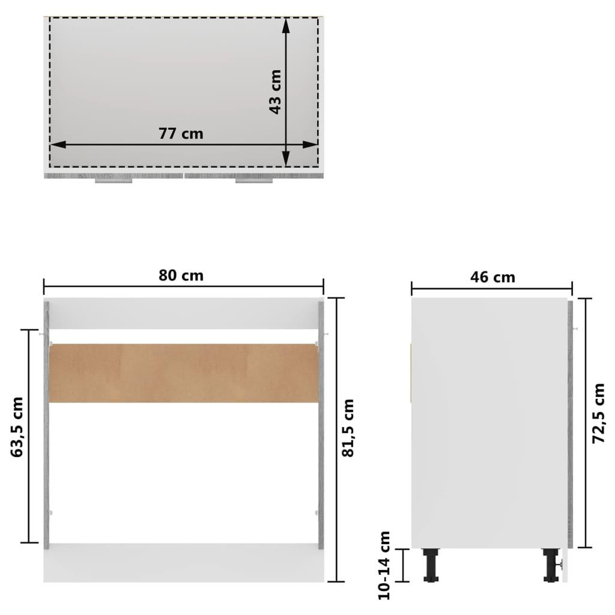 Voir la diapositive 6 : VIDAXL Armoire de plancher d'evier Sonoma gris 80x46x81,5 cm