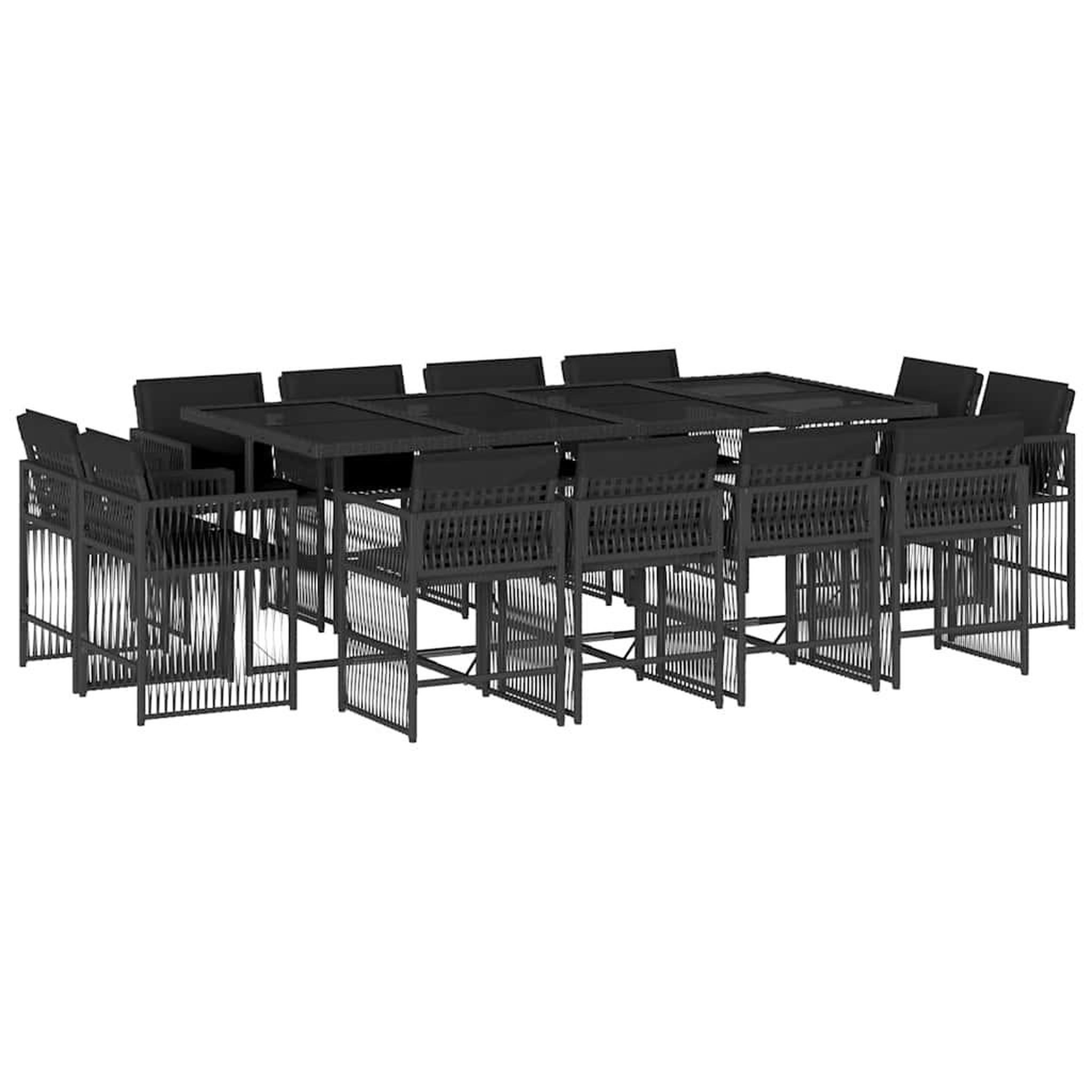 Voir la diapositive 2 : VIDAXL Ensemble a manger de jardin 13 pcs coussins noir resine tressee
